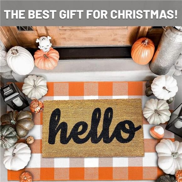 Fall Buffalo Plaid Check Rug Outdoor Doormat 27.5 x 43 Inches Washable - Picture 2 of 7